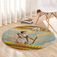 Artemis Greek Goddess Of The Hunt Round Carpet Ancient Greece Mythology Art Gold And Brown
