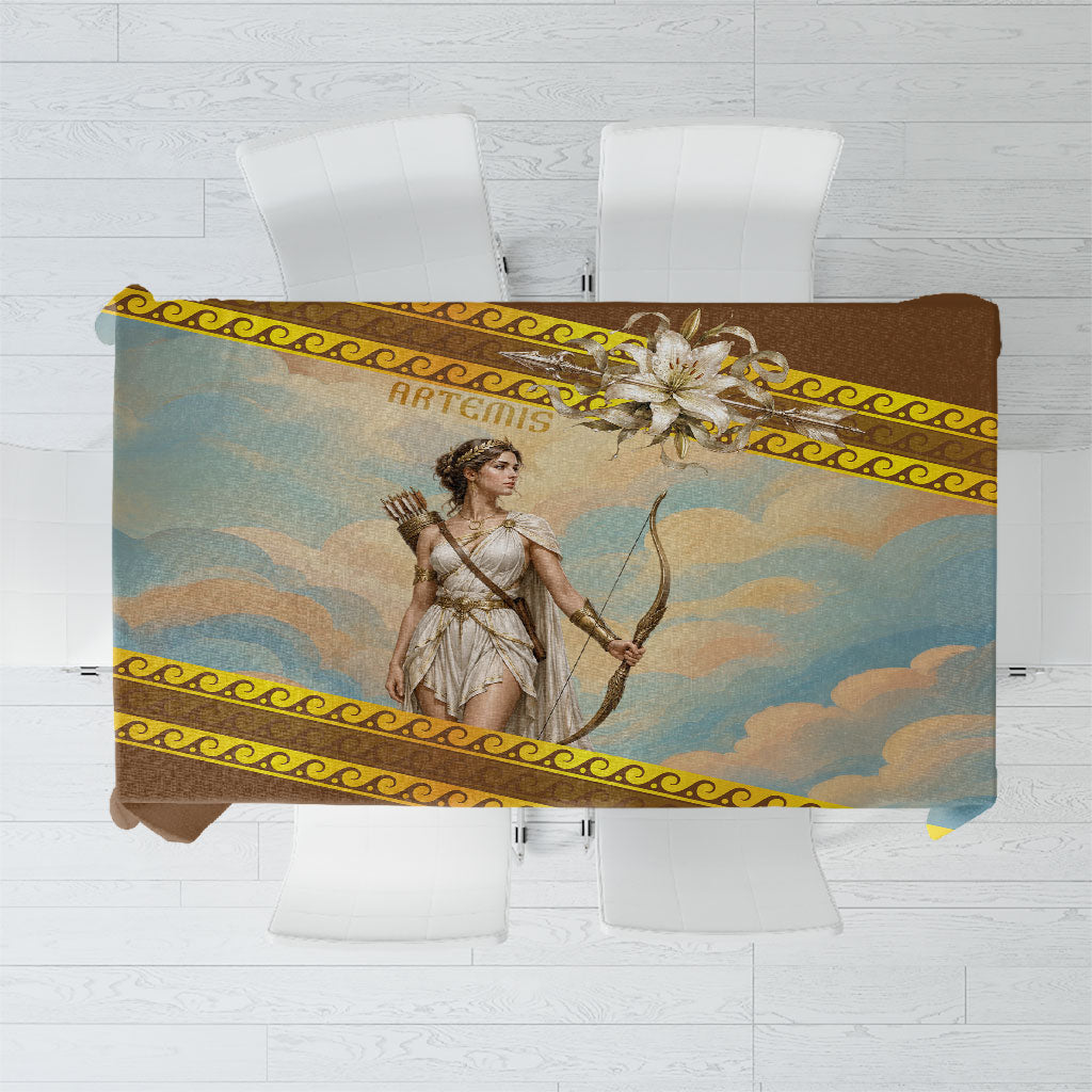 Artemis Greek Goddess Of The Hunt Tablecloth Ancient Greece Mythology Art Gold And Brown