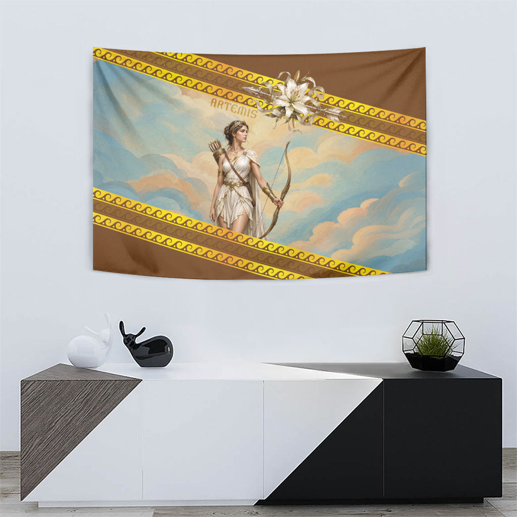 Artemis Greek Goddess Of The Hunt Tapestry Ancient Greece Mythology Art Gold And Brown
