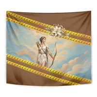 Artemis Greek Goddess Of The Hunt Tapestry Ancient Greece Mythology Art Gold And Brown