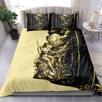 Artemis Greek Goddess Of The Hunt Bedding Set Ancient Mythology Art Gold Engraving