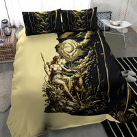 Artemis Greek Goddess Of The Hunt Bedding Set Ancient Mythology Art Gold Engraving