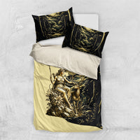 Artemis Greek Goddess Of The Hunt Bedding Set Ancient Mythology Art Gold Engraving