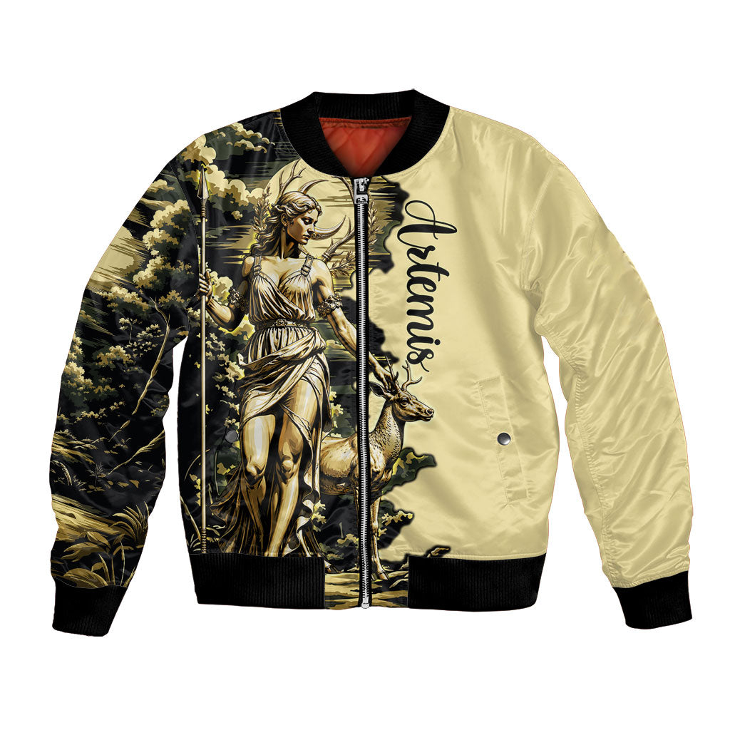 Artemis Greek Goddess Of The Hunt Bomber Jacket Ancient Mythology Art Gold Engraving