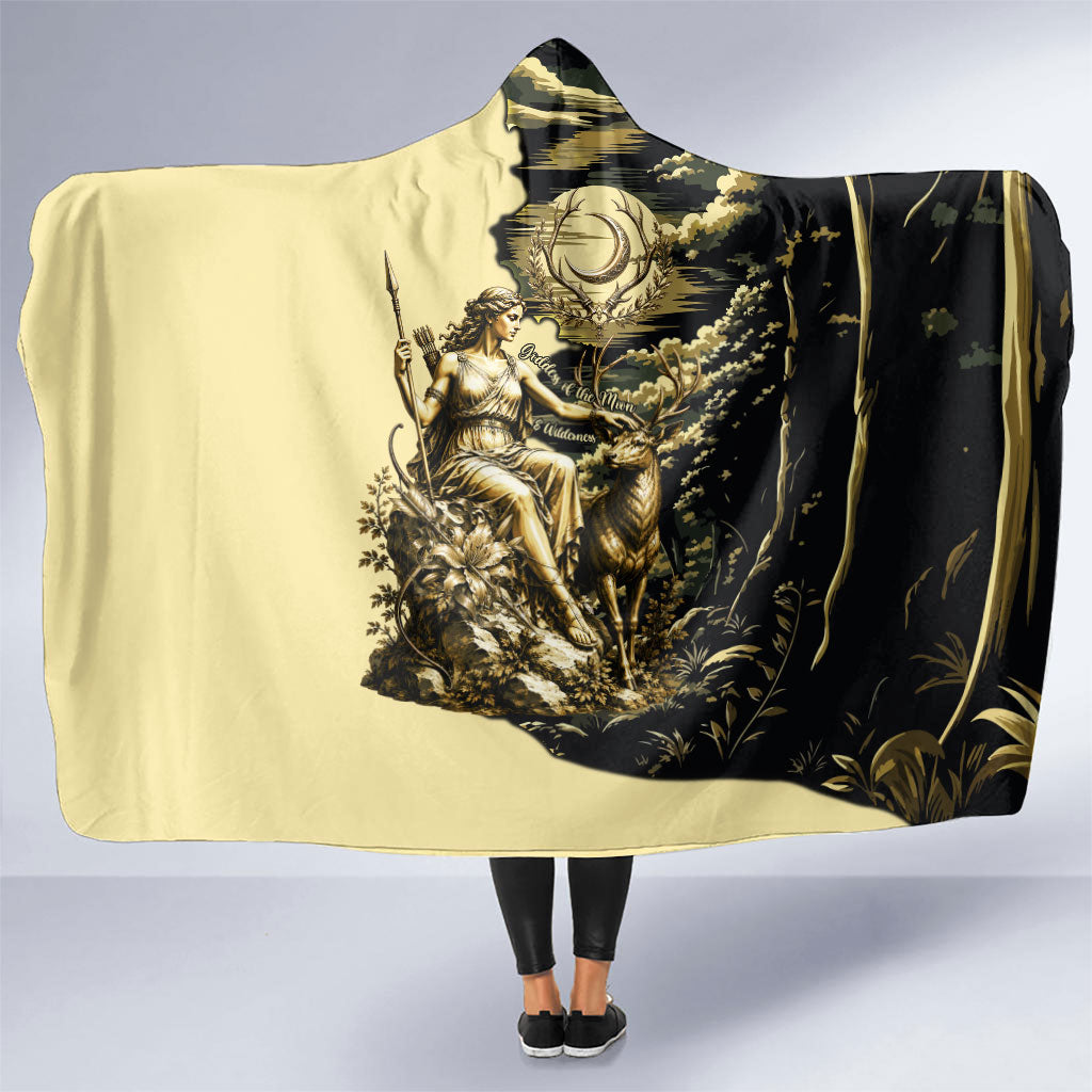 Artemis Greek Goddess Of The Hunt Hooded Blanket Ancient Mythology Art Gold Engraving