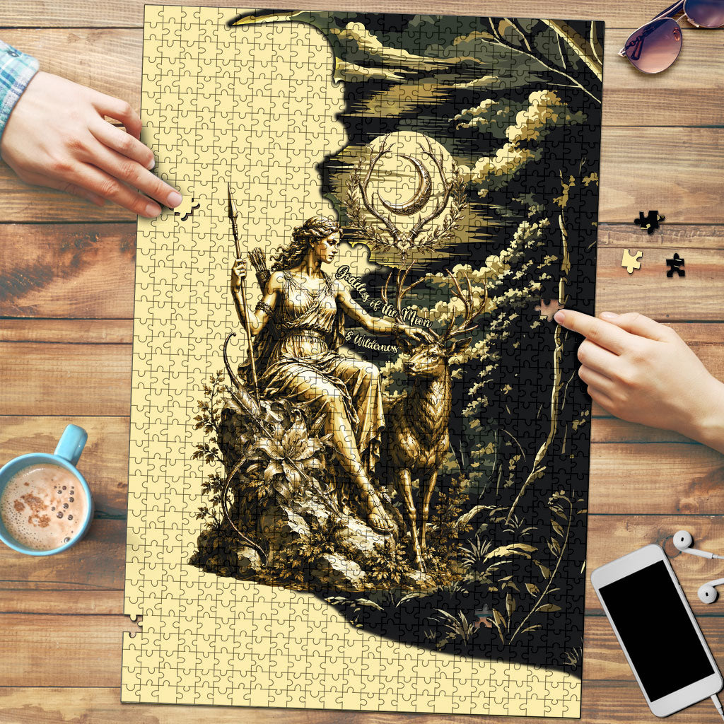 Artemis Greek Goddess Of The Hunt Puzzle Ancient Mythology Art Gold Engraving