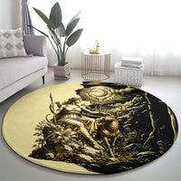 Artemis Greek Goddess Of The Hunt Round Carpet Ancient Mythology Art Gold Engraving