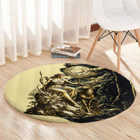 Artemis Greek Goddess Of The Hunt Round Carpet Ancient Mythology Art Gold Engraving