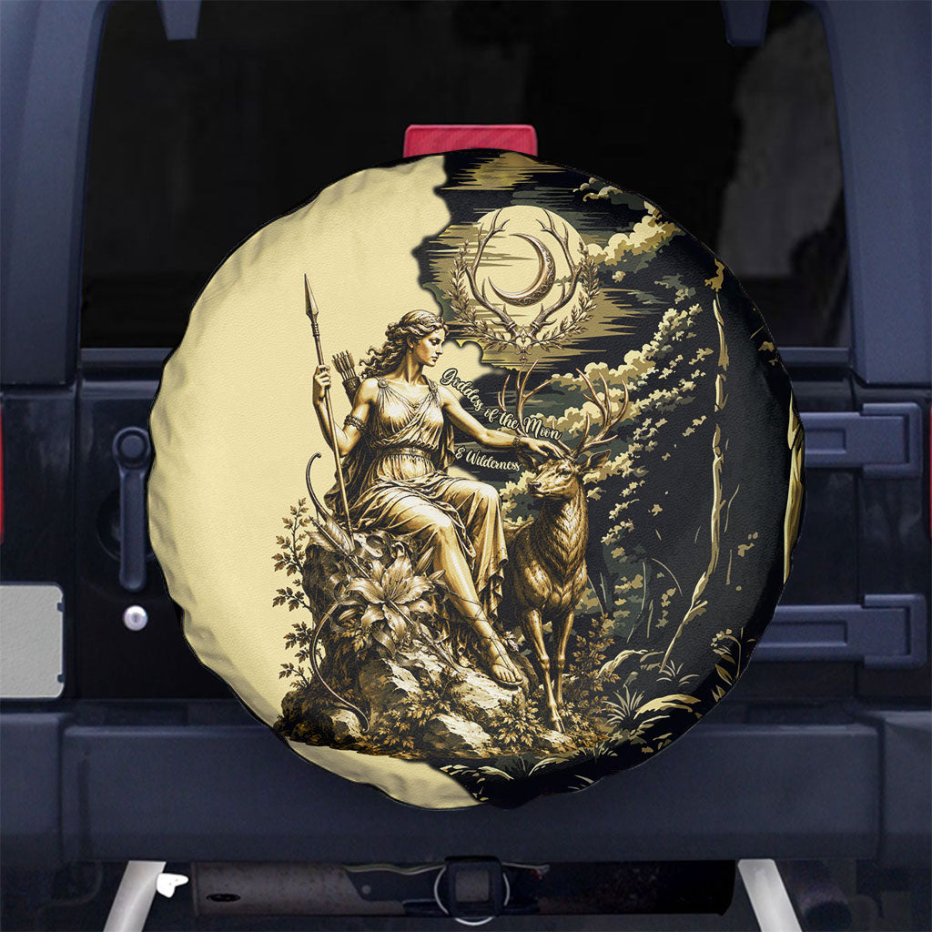 Artemis Greek Goddess Of The Hunt Spare Tire Cover Ancient Mythology Art Gold Engraving