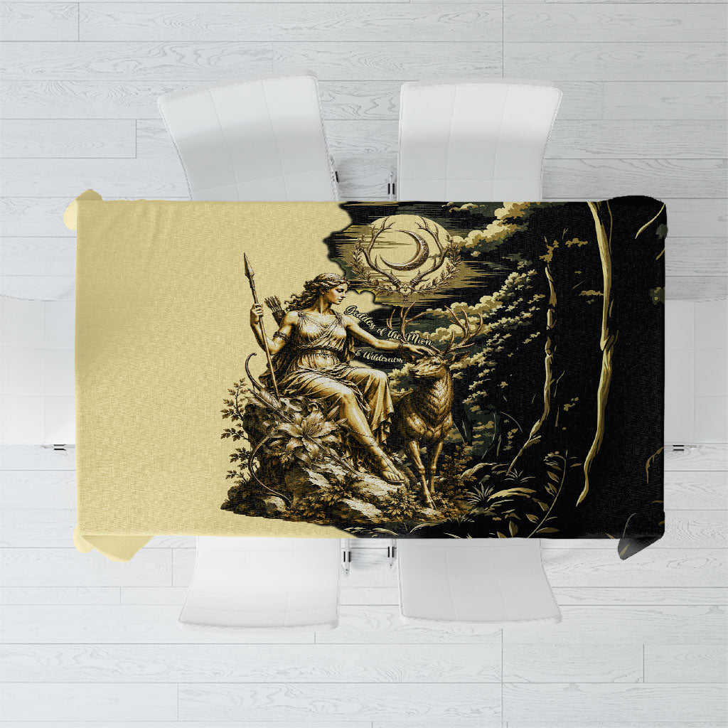 Artemis Greek Goddess Of The Hunt Tablecloth Ancient Mythology Art Gold Engraving