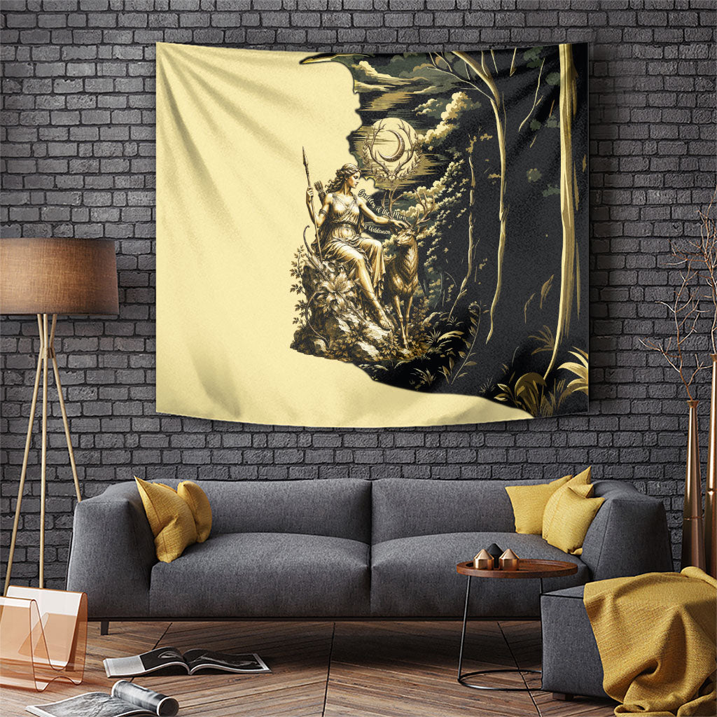 Artemis Greek Goddess Of The Hunt Tapestry Ancient Mythology Art Gold Engraving