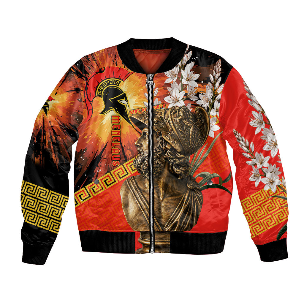 Menelaus King Of Sparta Bomber Jacket Ancient Spartan Warrior Statue Art Trojan War Mythology