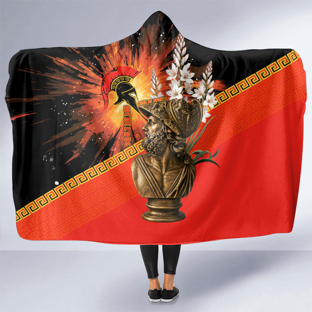 Menelaus King Of Sparta Hooded Blanket Ancient Spartan Warrior Statue Art Trojan War Mythology