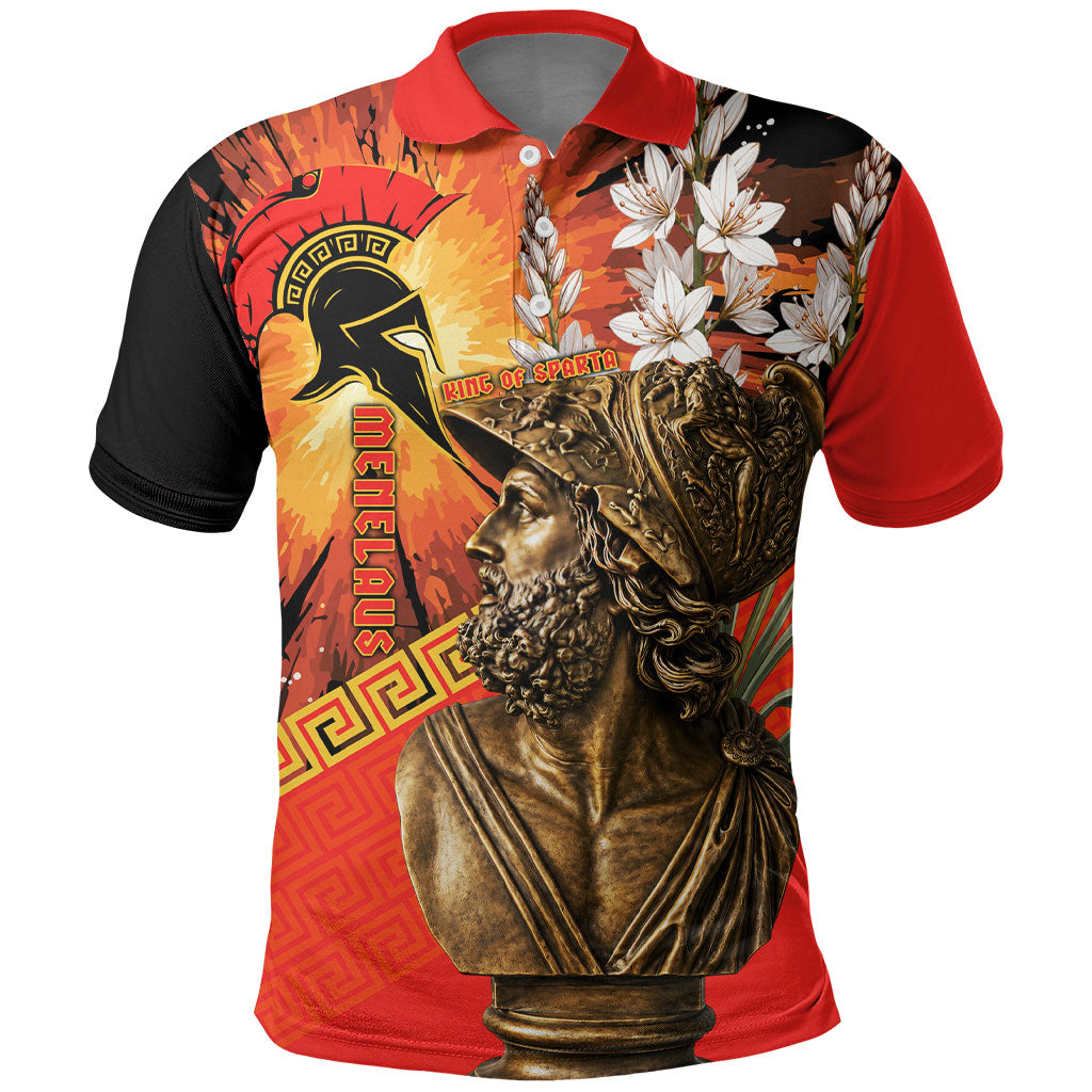 Menelaus King Of Sparta Polo Shirt Ancient Spartan Warrior Statue Art Trojan War Mythology