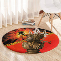 Menelaus King Of Sparta Round Carpet Ancient Spartan Warrior Statue Art Trojan War Mythology