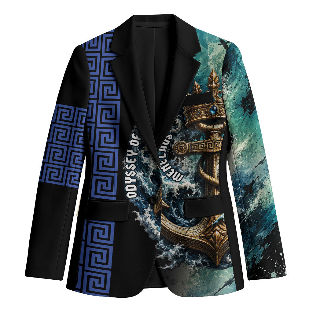 Menelaus Odyssey Of Egypt Blazer Ancient Nautical Sea Monster Anchor Crown Graphic Art
