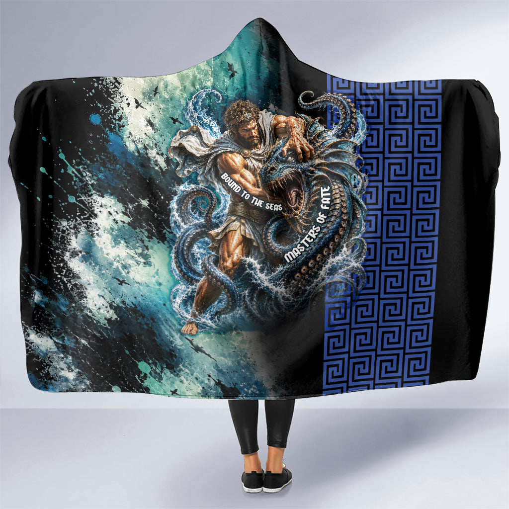 Menelaus Odyssey Of Egypt Hooded Blanket Ancient Nautical Sea Monster Anchor Crown Graphic Art