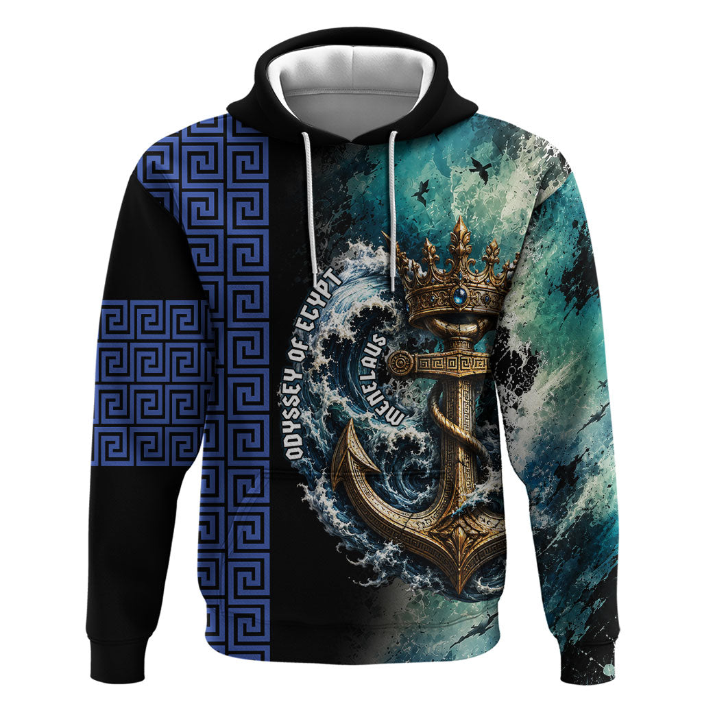 Menelaus Odyssey Of Egypt Hoodie Ancient Nautical Sea Monster Anchor Crown Graphic Art