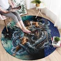 Menelaus Odyssey Of Egypt Round Carpet Ancient Nautical Sea Monster Anchor Crown Graphic Art