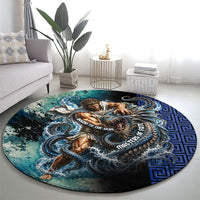Menelaus Odyssey Of Egypt Round Carpet Ancient Nautical Sea Monster Anchor Crown Graphic Art