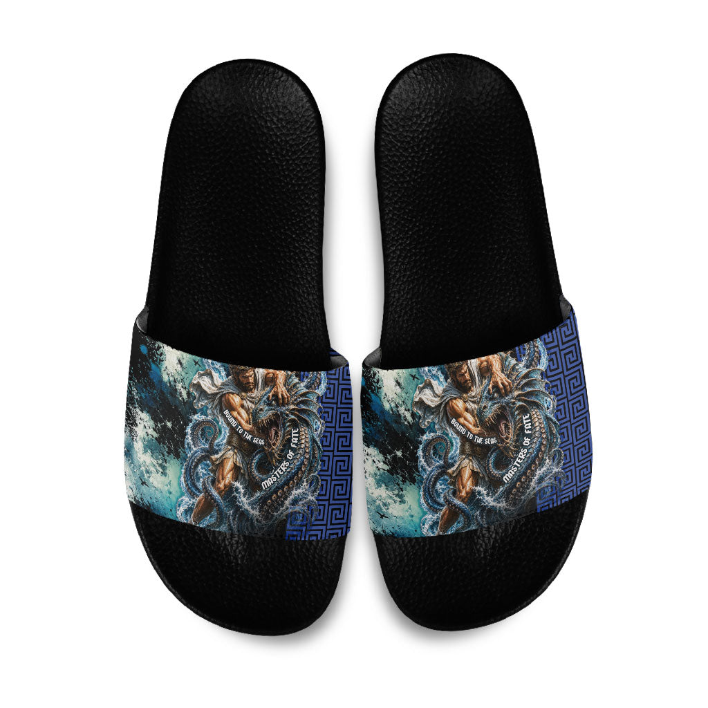 Menelaus Odyssey Of Egypt Slide Sandals Ancient Nautical Sea Monster Anchor Crown Graphic Art