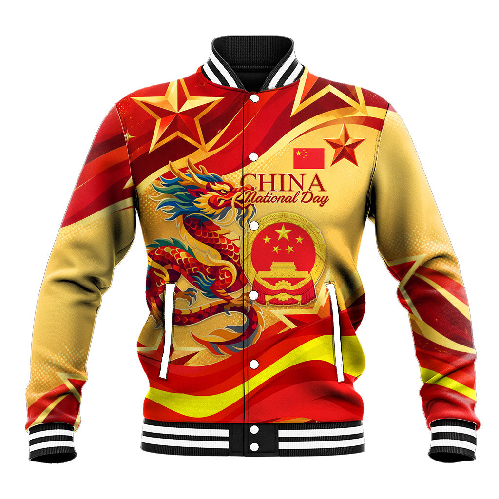 China National Day Baseball Jacket Dragon Great Wall Asian Skyline