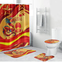 China National Day Bathroom Set Dragon Great Wall Asian Skyline