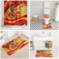 China National Day Bathroom Set Dragon Great Wall Asian Skyline