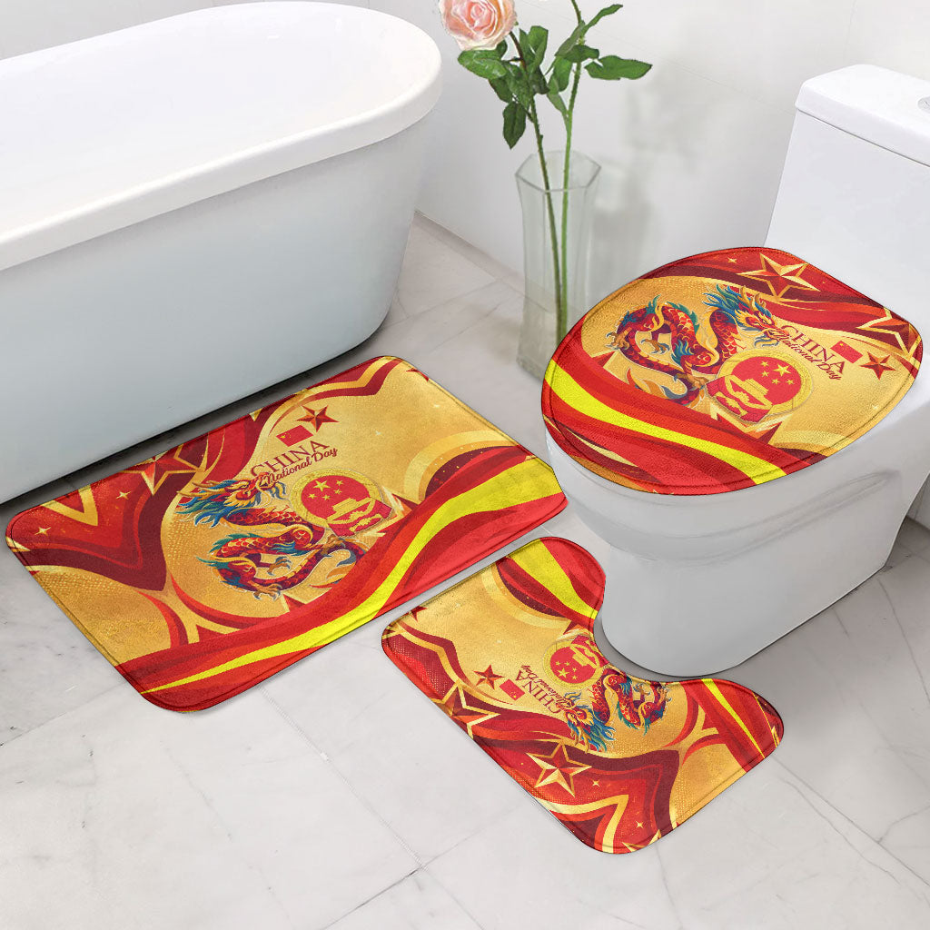 China National Day Bathroom Set Dragon Great Wall Asian Skyline