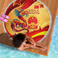 China National Day Beach Blanket Dragon Great Wall Asian Skyline