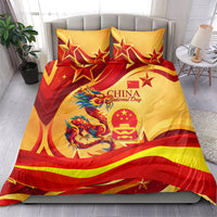 China National Day Bedding Set Dragon Great Wall Asian Skyline