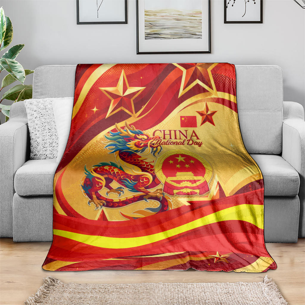 China National Day Blanket Dragon Great Wall Asian Skyline