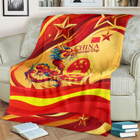 China National Day Blanket Dragon Great Wall Asian Skyline