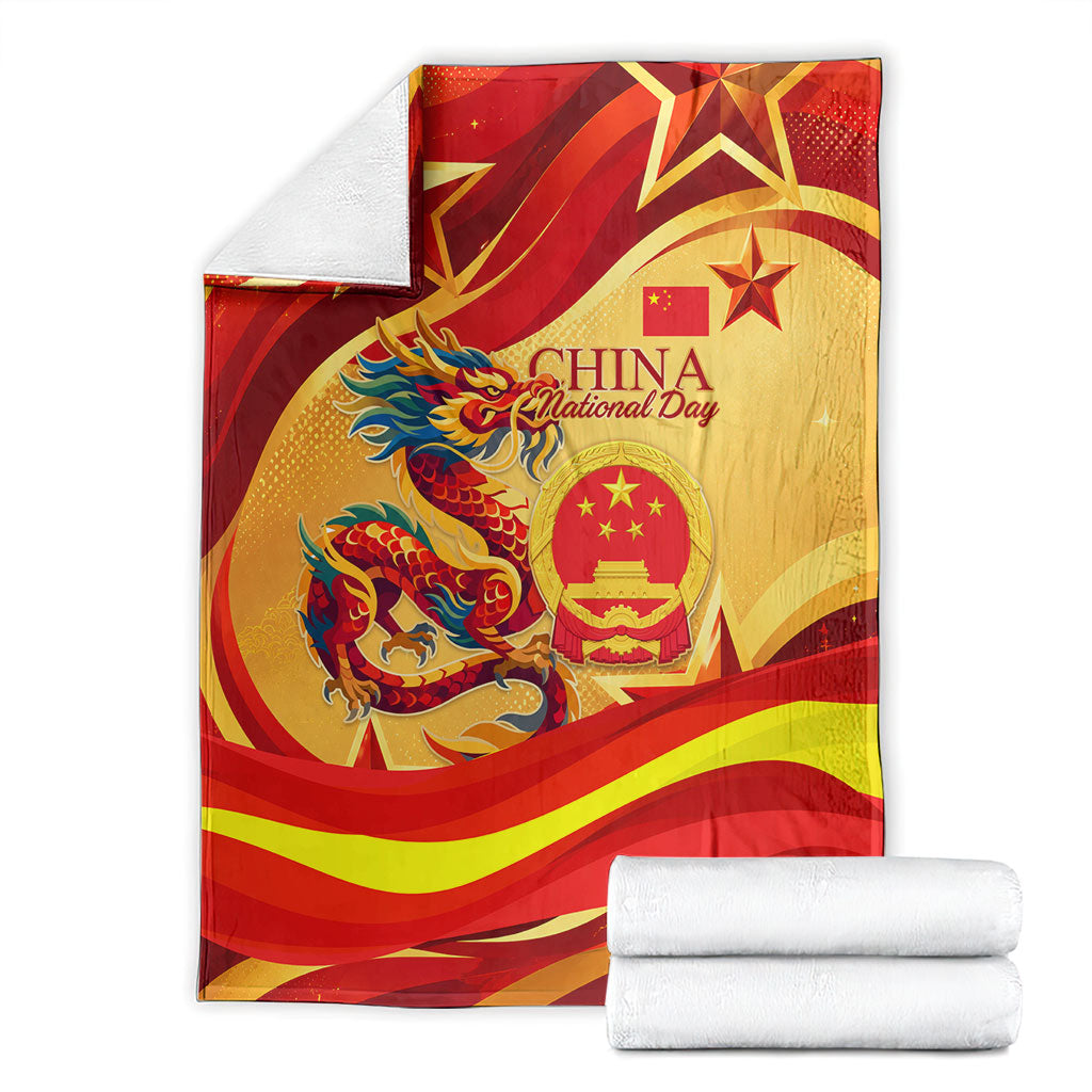 China National Day Blanket Dragon Great Wall Asian Skyline