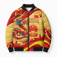 China National Day Bomber Puffer Jacket Dragon Great Wall Asian Skyline