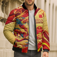China National Day Bomber Puffer Jacket Dragon Great Wall Asian Skyline