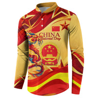 China National Day Button Sweatshirt Dragon Great Wall Asian Skyline