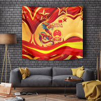 China National Day Tapestry Dragon Great Wall Asian Skyline