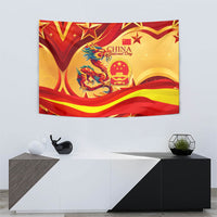 China National Day Tapestry Dragon Great Wall Asian Skyline