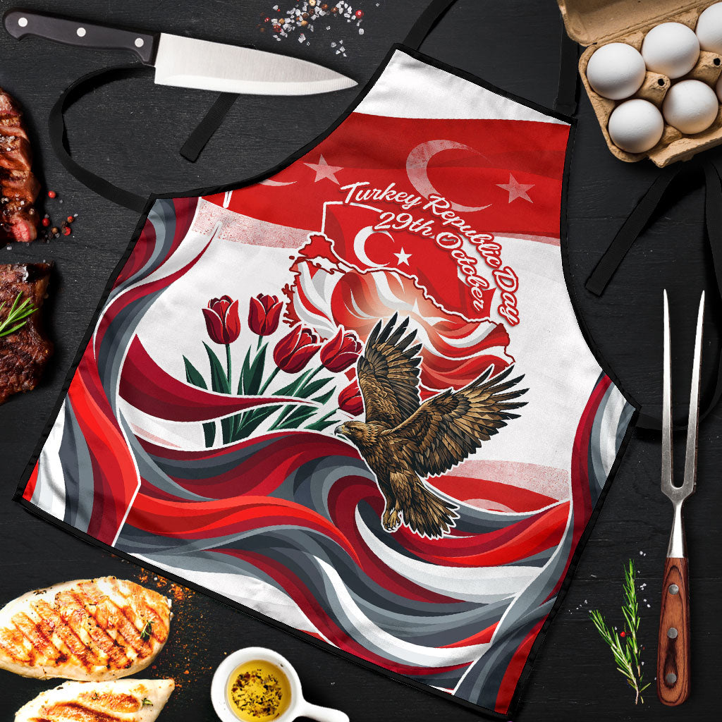 Turkey Republic Day Eagle Anitkabir Apron Festive Graphic Red White Turkish Flag Tulip