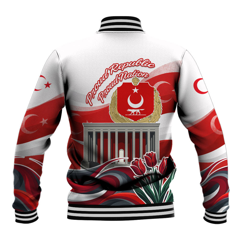 Turkey Republic Day Eagle Anitkabir Baseball Jacket Festive Graphic Red White Turkish Flag Tulip