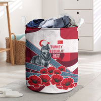 Turkey Republic Day Wolf Cappadocia Laundry Basket Festive Red White Turkish Flag Grey Wolf