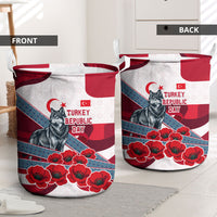 Turkey Republic Day Wolf Cappadocia Laundry Basket Festive Red White Turkish Flag Grey Wolf