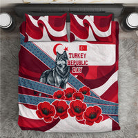 Turkey Republic Day Wolf Cappadocia Bedding Set Festive Red White Turkish Flag Grey Wolf