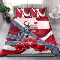 Turkey Republic Day Wolf Cappadocia Bedding Set Festive Red White Turkish Flag Grey Wolf