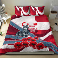 Turkey Republic Day Wolf Cappadocia Bedding Set Festive Red White Turkish Flag Grey Wolf