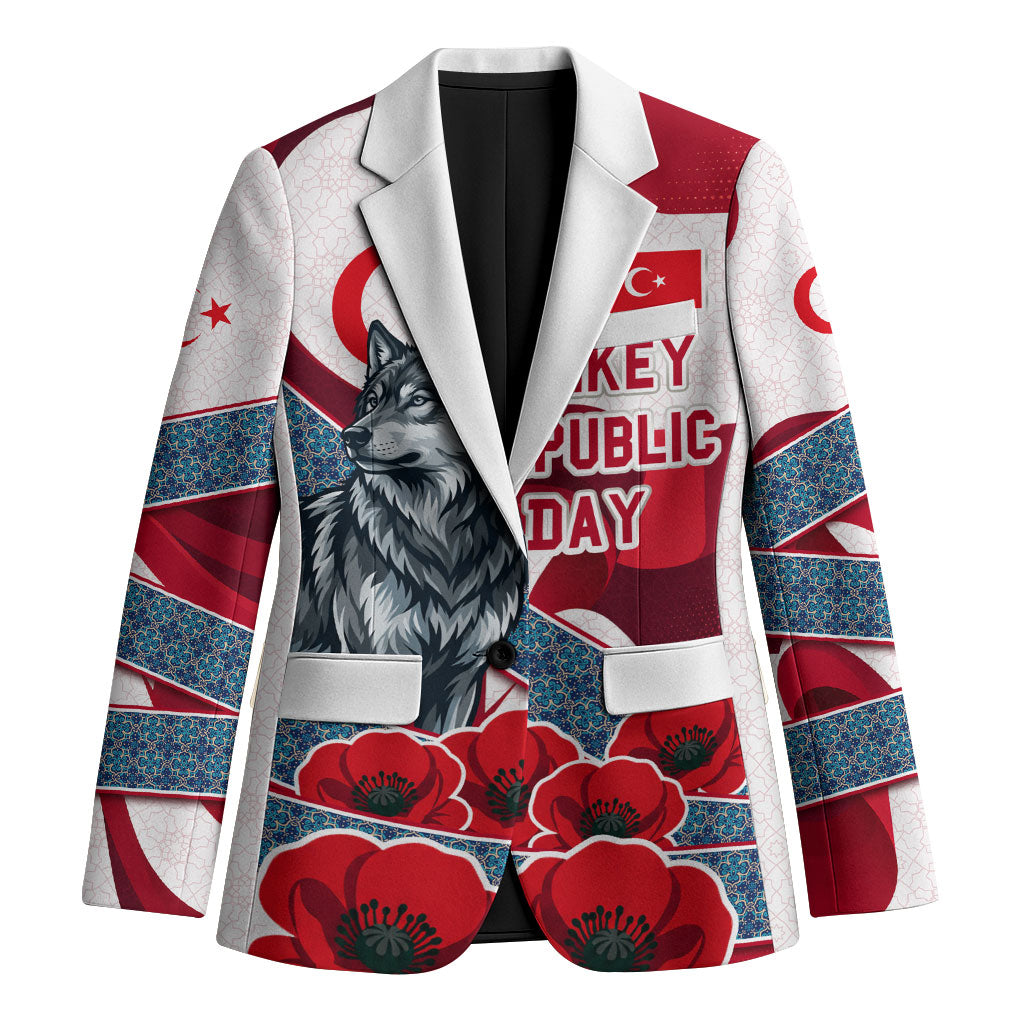 Turkey Republic Day Wolf Cappadocia Blazer Festive Red White Turkish Flag Grey Wolf