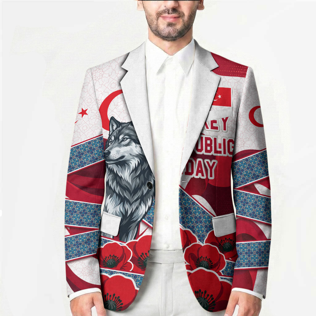 Turkey Republic Day Wolf Cappadocia Blazer Festive Red White Turkish Flag Grey Wolf