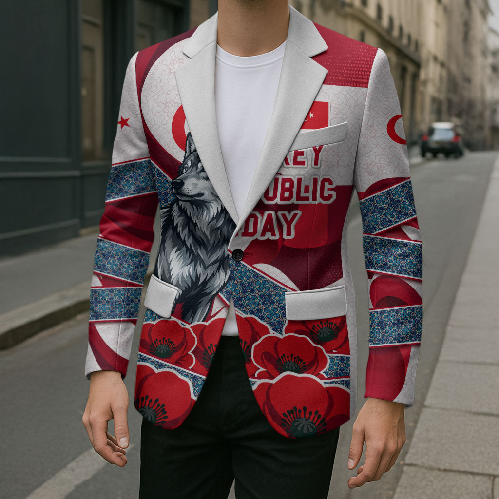 Turkey Republic Day Wolf Cappadocia Blazer Festive Red White Turkish Flag Grey Wolf