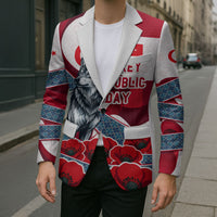 Turkey Republic Day Wolf Cappadocia Blazer Festive Red White Turkish Flag Grey Wolf